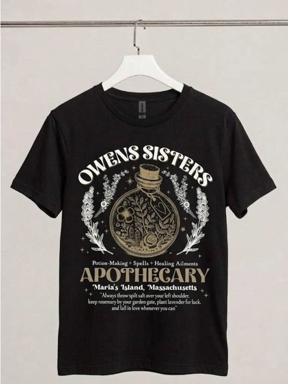 Practical Magic Owens Sisters Apothecary Witch Graphic Tee Black